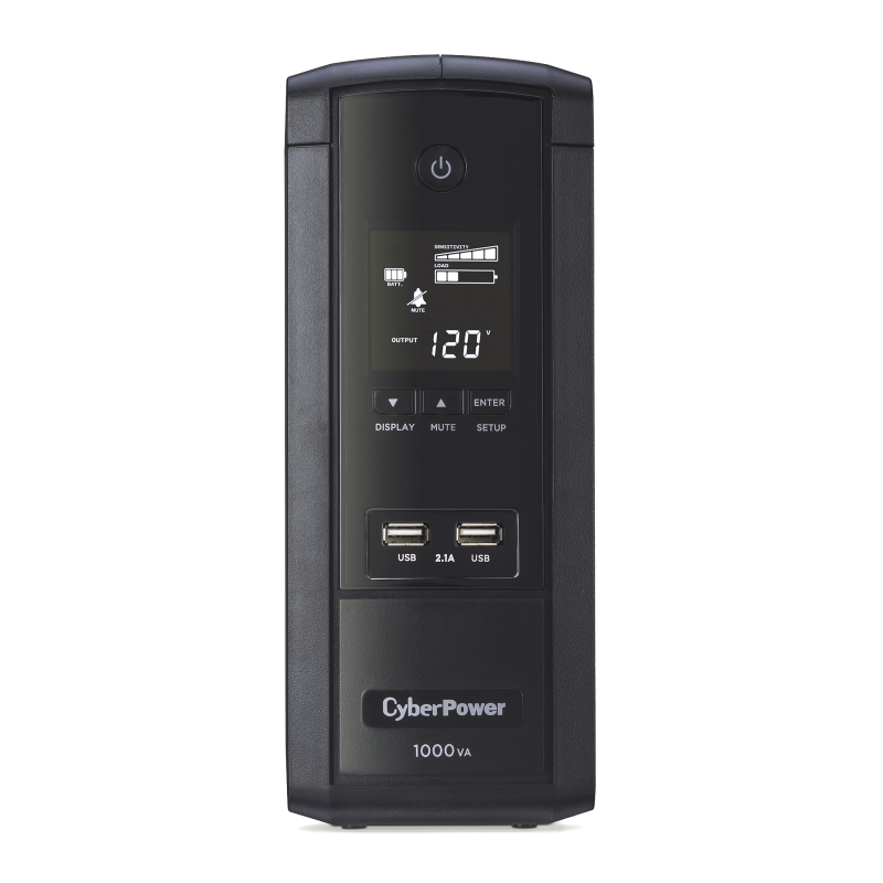 UPS Con 5 Años de Garantía de 1000VA, 600W Con Pantalla LCD Inteligente, Regulador de Voltaje AVR, 10 Conectores NEMA 5-15R y 2