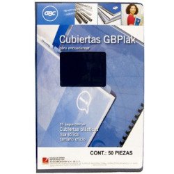 Cubierta para engargolar, color Negro, tamaño Oficio. Paquete con 50 piezas.