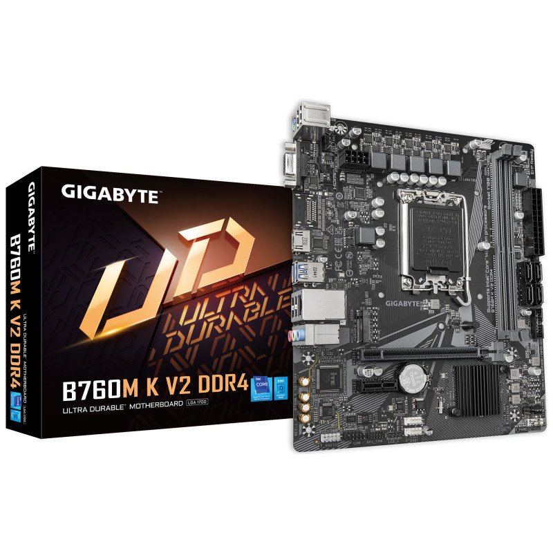 Tarjeta madre Gigabyte micro ATX B760M K V2 DDR4, 64 GB DDR4 s-1700, Para Intel