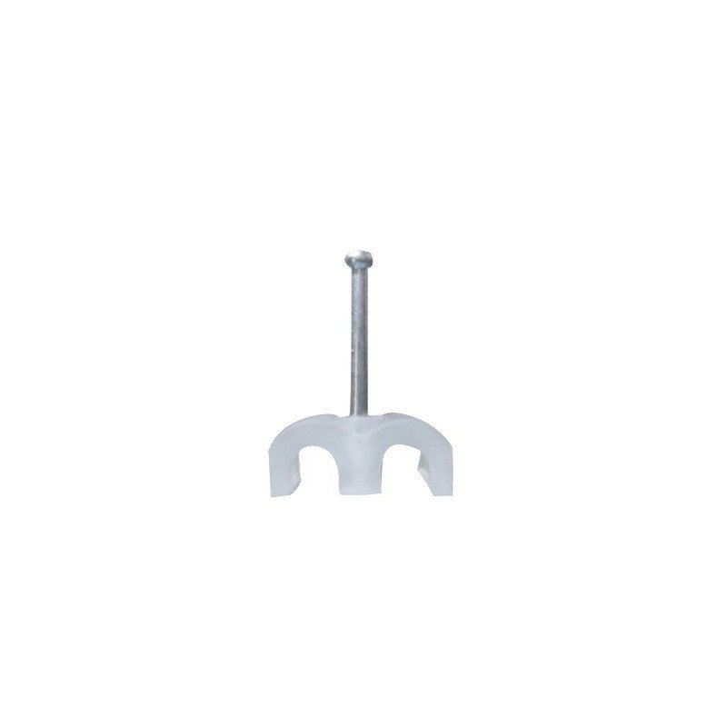 Grapa doble para cable redondo de 4mm color transparente (100 piezas)