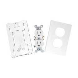 Contacto eléctrico doble, soporte y tapa color blanco de PVC auto extinguible, para canaleta TEK100