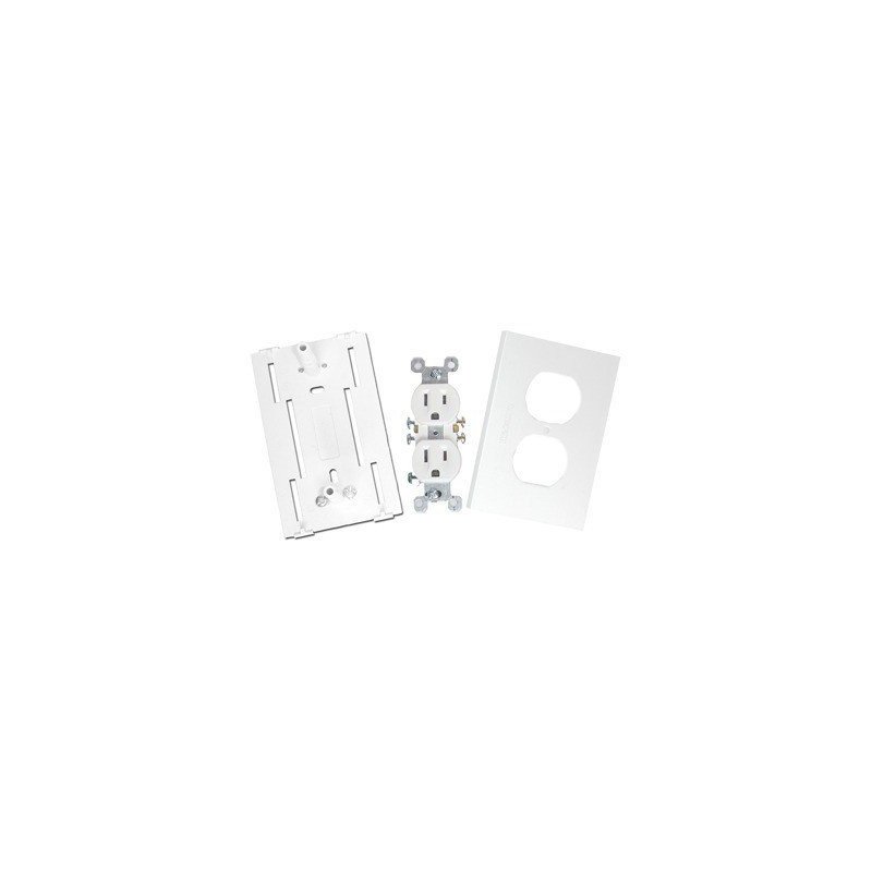 Contacto eléctrico doble, soporte y tapa color blanco de PVC auto extinguible, para canaleta TEK100 Contacto eléctrico doble, soporte y tapa color blanco de PVC auto extinguible, para canaleta TEK100