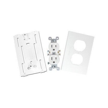 Contacto eléctrico doble, soporte y tapa color blanco de PVC auto extinguible, para canaleta TEK100