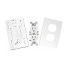 Contacto eléctrico doble, soporte y tapa color blanco de PVC auto extinguible, para canaleta TEK100 Contacto eléctrico doble, soporte y tapa color blanco de PVC auto extinguible, para canaleta TEK100