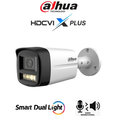 Camara Bullet De 5 Megapixeles, Audio 2 Vías, Iluminador Dual Inteligente Mediante Ir Y Luz Cálida, 3Dnr Para Reducción De Ruido
