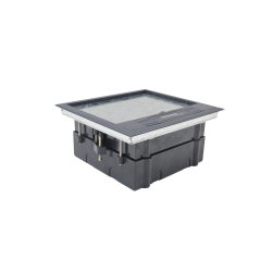 Caja de piso para cuatro módulos universales (Socket M4), para alimentación eléctrica y redes de datos