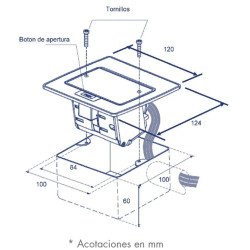 Mini caja de piso rectangular en Acero inoxidable con 2 contactos eléc