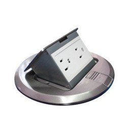 Mini caja de piso redonda Acero inoxidable (2 contactos)