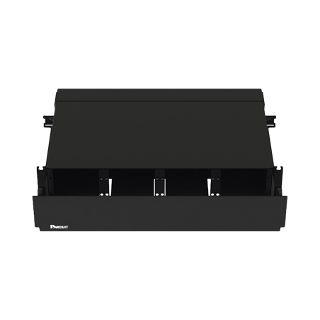 Panel De Distribución De Fibra Óptica, Acepta 8 Placas Fap O Fmp, Bandeja Deslizable, Hasta 192 Fibras, Color Negro, 2 Ur