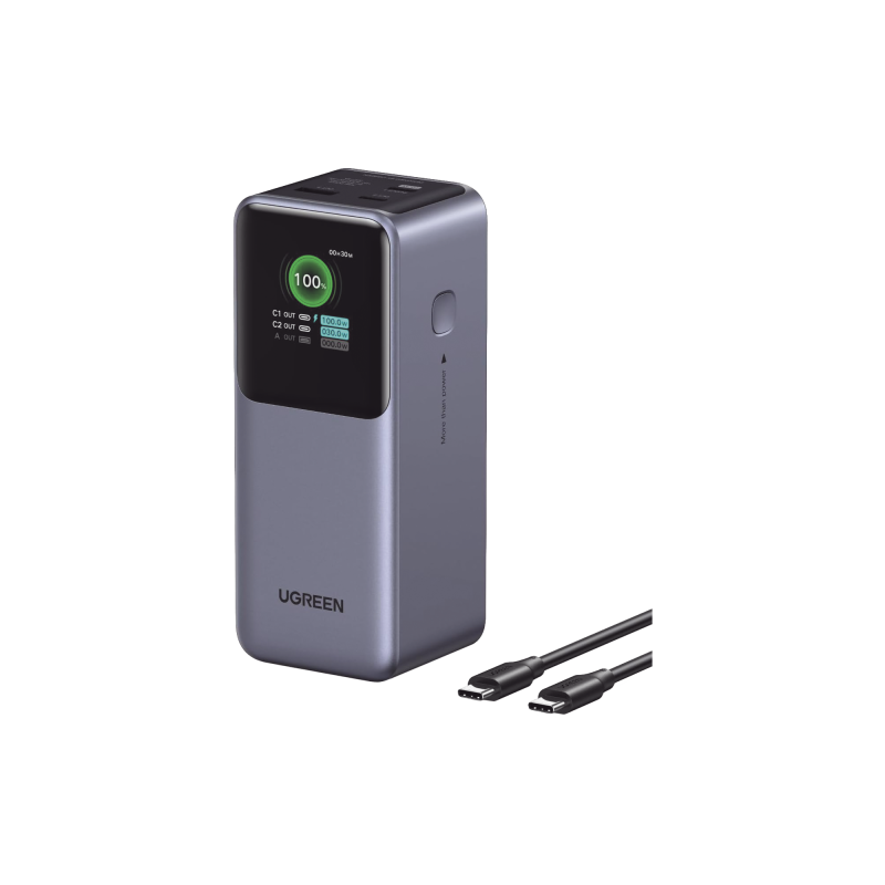 Power Bank De 20000Mah, 3 Salidas 130W Max., USB-A + 2 USB-C, Pd 3.0, Qc3.0, Fcp, Scp, Pantalla Inteligente, Carcasa Ignifuga, C