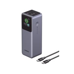 Power Bank De 12000Mah, 3 Salidas 100W Max., USB-A + 2 USB-C, Pd 3.0, Qc3.0, Fcp, Scp, Pantalla Inteligente, Carcasa Ignifuga, C