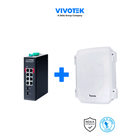 Switch PoE Industrial 8 Puertos PoE, Administrable, 2 Puertos PoE Gbe 90W, 6 Puertos Gbe 30W, 2 Puertos Gbe Sfp, 300W Totales, M