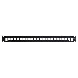 Patch Panel TERA-MAX de 24 Puertos, Modular, Plano, Color Negro, 1UR