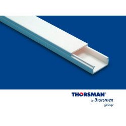 Canaleta blanca de PVC auto extinguible, sin división, 20 x 10 mm, tramo de 2.5 m