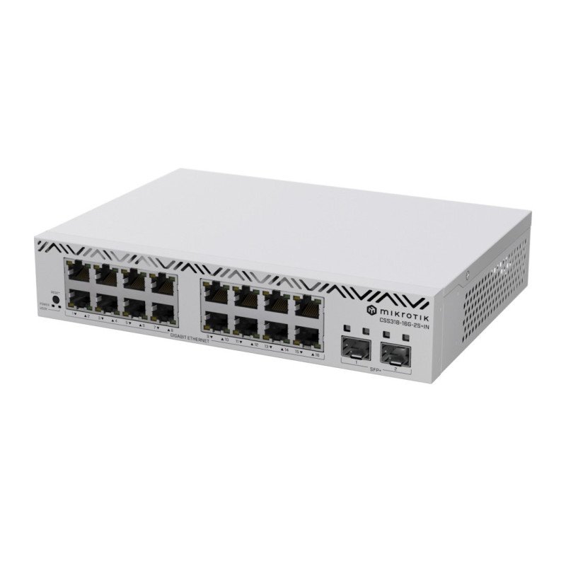 Switch Mikrotik Con 16 Puertos Gigabit Ethernet, 2 Puertos Sfp+ 10G, Filtrado Mac Y Vlans, Swos Configuración Web