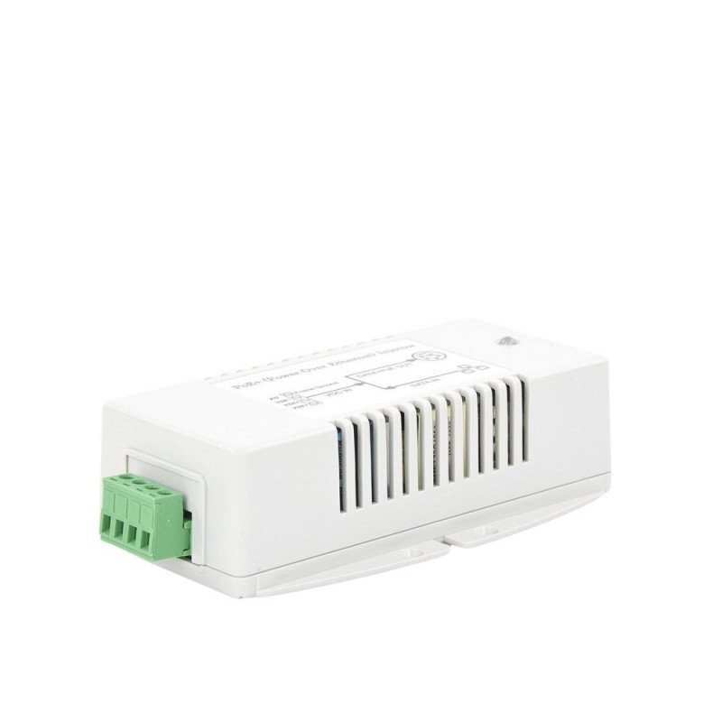 Inyector PoE con convertidor 12VCD a 56VCD (802.3af/at)