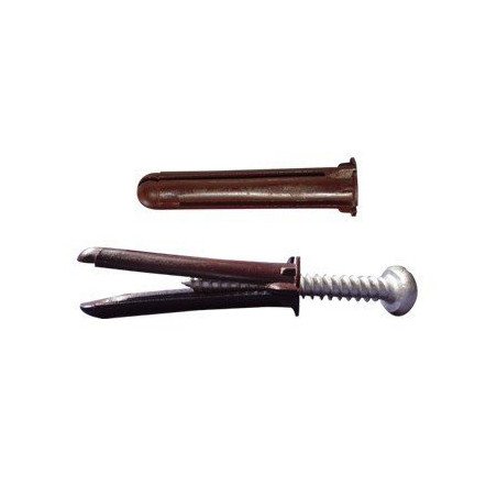 Paquete de 10 taquetes café 1 3/4 y 10 tornillos 10mm x 1 3/4