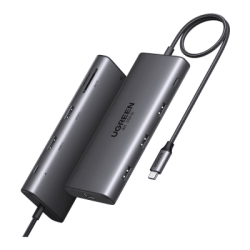 Hub USB-C (Docking Revodok Pro 210) 10 En 1, 2 Puertos HDMI 8K,4K@60Hz, 3 USB-A, USB-C (5Gbps), USB-C Pd Carga 100W, Rj45 (Gigab