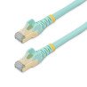 Cable de 2m CAT6a Ethernet Aguamarina, Cable de red 10 GB Cat6a Snagless Blindado RJ45 PoE de 100W, 10GbE con Certificación UL T