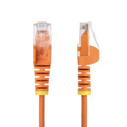 Cable Ethernet CAT6 Delgado de 15m Naranja, UTP, Cobre Puro, 28AWG, RJ45, Snagless, LSZH, Probado con Fluke, Cable for Dispositi