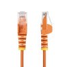 Cable Ethernet CAT6 Delgado de 15m Naranja, UTP, Cobre Puro, 28AWG, RJ45, Snagless, LSZH, Probado con Fluke, Cable for Dispositi