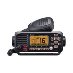 Radio móvil marino Icom, tx: 156.025-157.425MHz, rx: 156.050-163.275MHz, 25w de potencia, sumergible IPx7 incluye: micrófono, ca