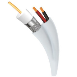 Cable coaxial wam siamés/RG59/interior/cca/(malla 95% conductor cu 20 AWG) + 2/18 AWG/blanco/305 mts