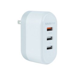 Cargador de pared mobifree 3 puertos USB color blanco mb-923378