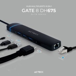 Hub Acteck USB-c 8en1 4kHDMI+ethernet+3USB-a3.0+sd, tf+USB-c ac-934626
