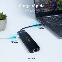 Hub Acteck USB-c 8en1 4kHDMI+ethernet+3USB-a3.0+sd, tf+USB-c ac-934626