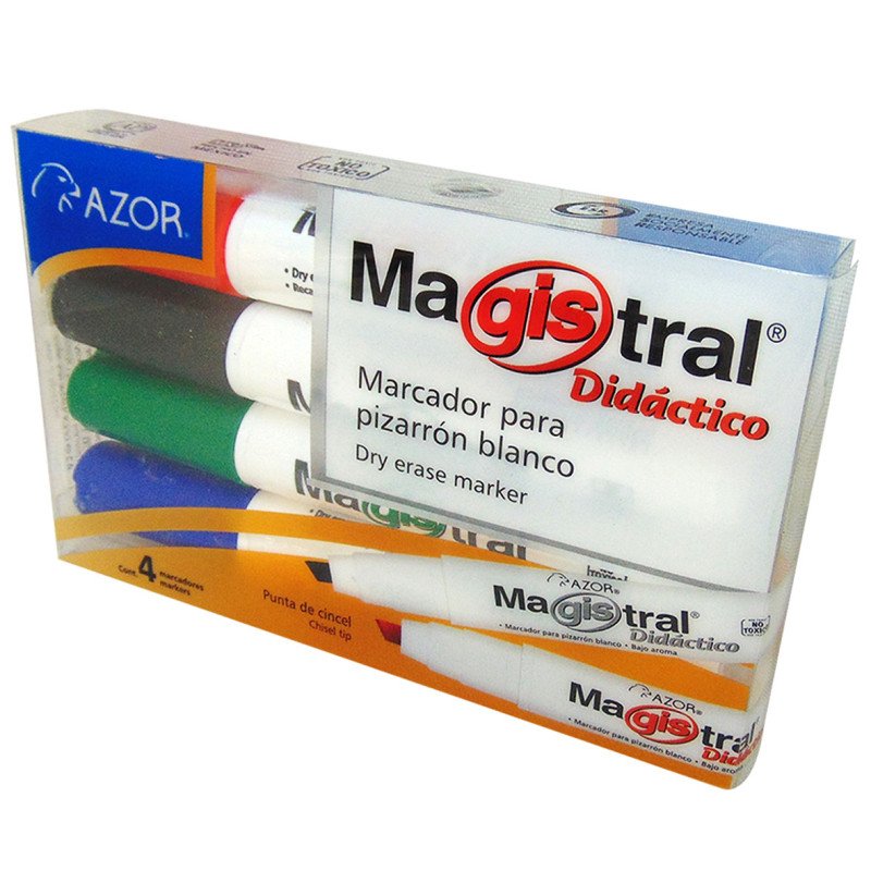 Marcador Azor Magistral didáctico 8354 estuche. Paquete con 4 piezas. 