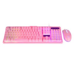 Kit Teclado y Mouse Balam Rush BR-932769 - USB, Rosa, 3600 DPI