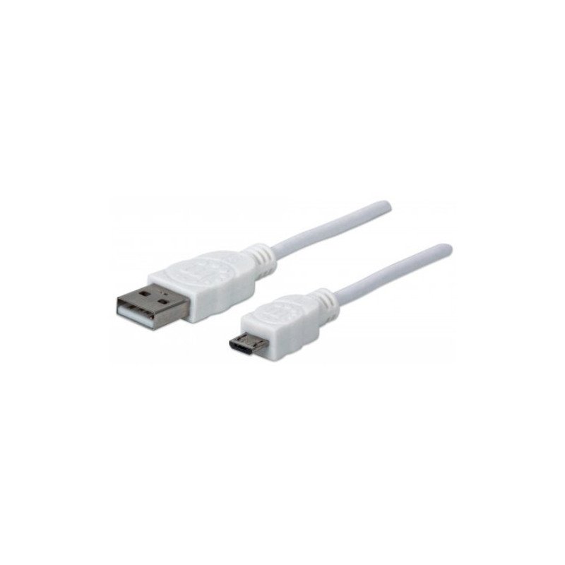 Cable Manhattan USB versión 2.0 a-micro b 1.0 m blanco