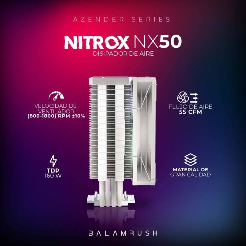 Disipador Balam Rush NITROX NX50 Velocidad: 800-1800 Rpm, Flujo de air