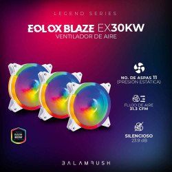 Kit 3 Ventiladores de 120mm Balam Rush Eolox Blaze EX30KW: Velocidad: