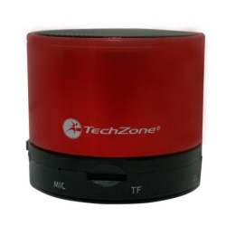 Bocina bluetooth TechZone radio FM reproduce micro SD batería recargable roja