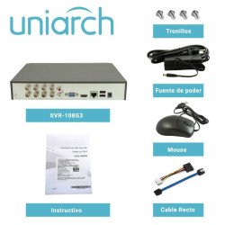 DVR pentahibrido uniarch xvr-108g3, 8 ch analógicos hasta 5 mp lite a 