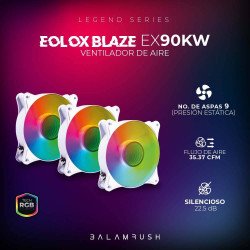 Ventilador de aire Balam Rush eolox blaze ex90kw, 3 pz, flujo de aire 