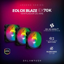 Kit 3 ventiladores Balam Rush eolox blaze ex70k, flujo de aire 30.71 c