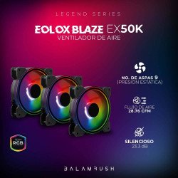 Kit ventiladores Balam Rush eolox blaze ex50k, 3 piezas, flujo de aire