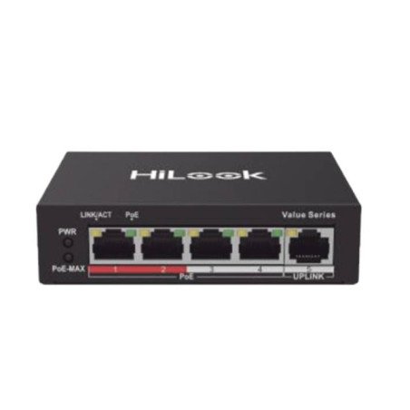Switch PoE+, No Administrable, 4 Puertos 10/100 Mbps PoE+ (af, at), 1 