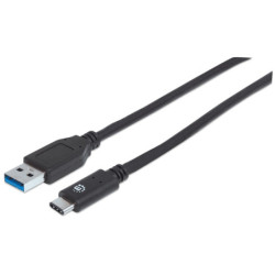 Cable USB 3.1, gen 2, de A macho, USB-c macho, 10 Gbps, 50 cm, negro Manhattan