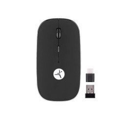 Mouse SLIVEBLACK recargable negro con nano receptor tipo C y USB A, Mo