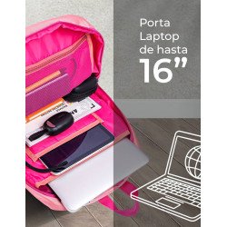 Backpack RAINBOW TZLBP26-R TECHZONE COLORS 16, color Rosa, 100 Poliest