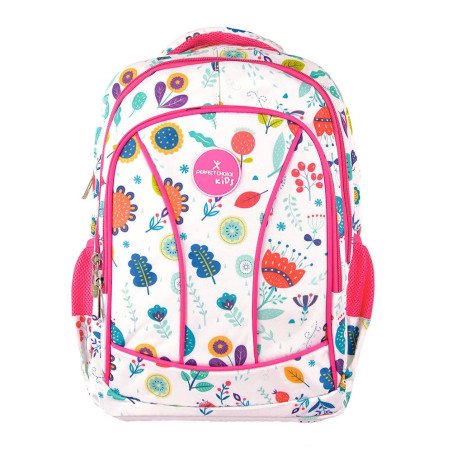 Mochila Escolar Infantil Múltiples Compartimentos Modelo Brooklyn Flor