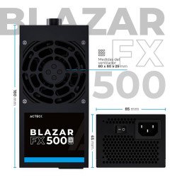 Fuente de poder Acteck fx500 tfx 500w, 1atx 24, 1atx12v, negro