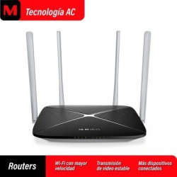 Router MERCUSYS Inalámbrico AC1200 - 1200 Mbps, 1200 Mbps, Dual Band, 2.4 GHz / 5 GHz, Interno, 4, Negro, Blanco