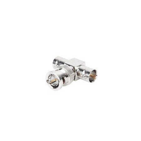 Adaptador tipo T de BNC Macho a doble BNC Hembra