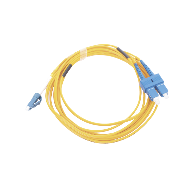 Jumper de fibra óptica monomodo 9, 125 LC, UPC-SC, UPC, PVC, 2.0 mm, dúplex, amarillo, 3 metros