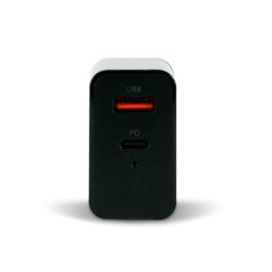 Cargador para pared. Vorago AU-350-BK negro. Quick charge, cargador de pared, negro. Quick charge 3.0a pd 20w USB a y tipo c neg